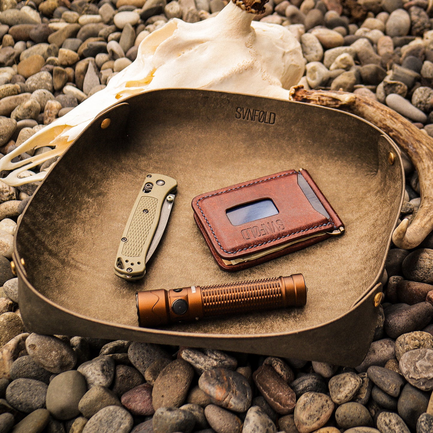 EDC Tray -Handcrafted Leather Catch-All - Pueblo Gray